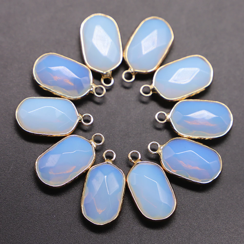 Fashion Natural Stone Golden Plated Pendants Reiki Charms Agates Necklace for DIY Jewelry  Bracelets Making 12Pcs Free Shipping