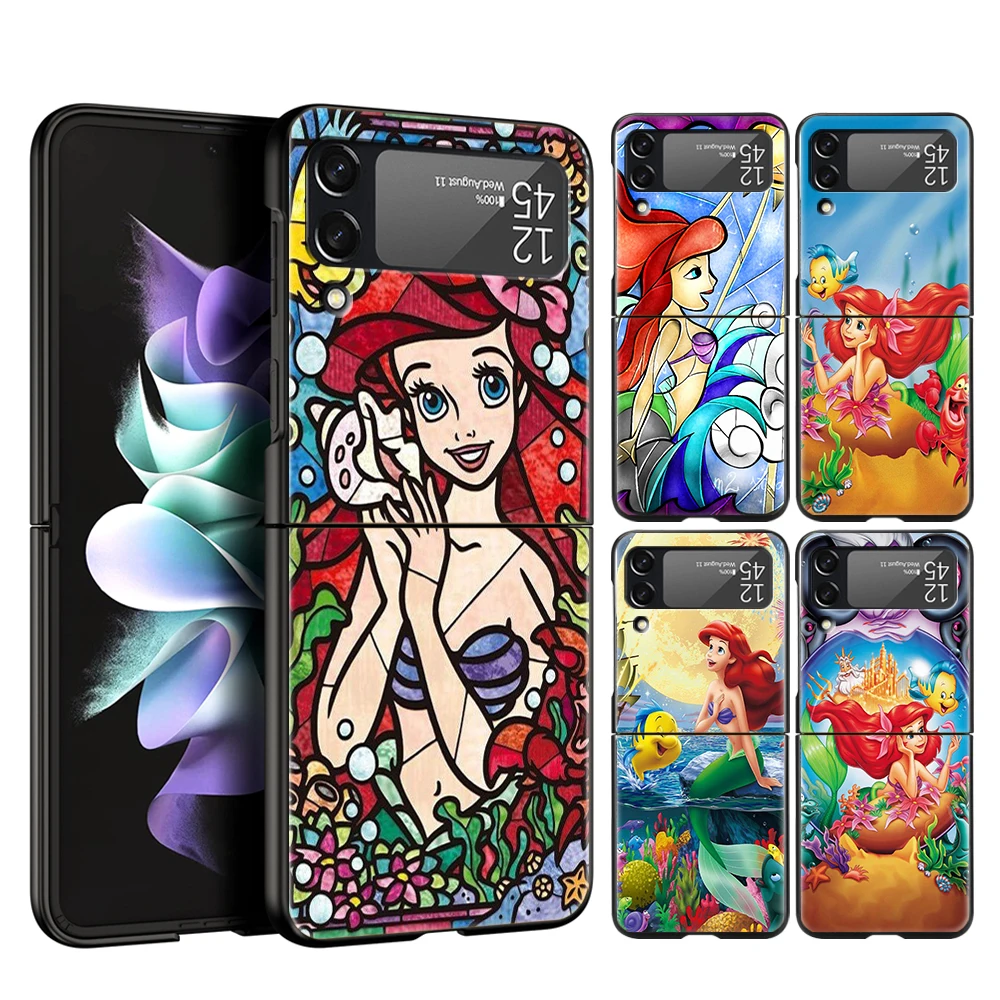 

Princess Ariel Little Mermaid Hard PC Phone Case For Samsung Galaxy ZFlip 6.7 Inch Bag Black Cover for Samsung Z Flip 3 5G Shell