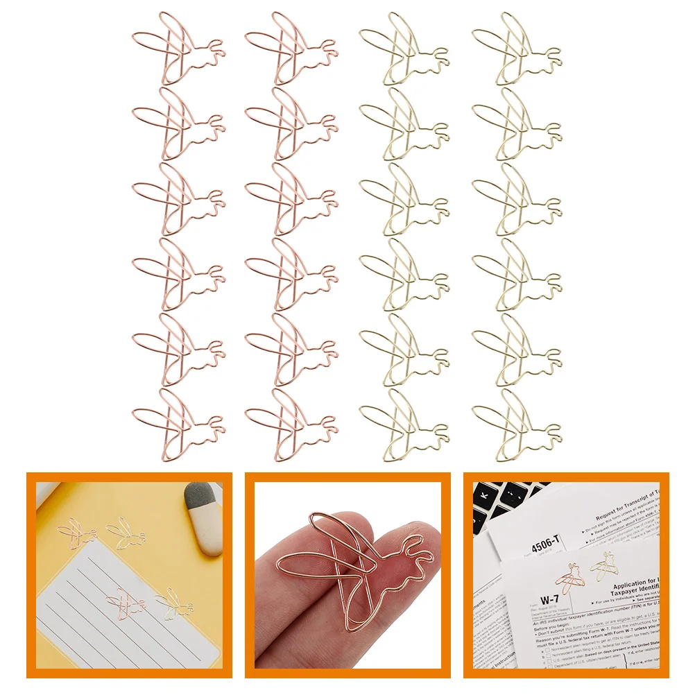 

24Pcs File Document Paper Clips Bee Shaped Paper Clips Metal Paperclips Small Paper Clips File Clips