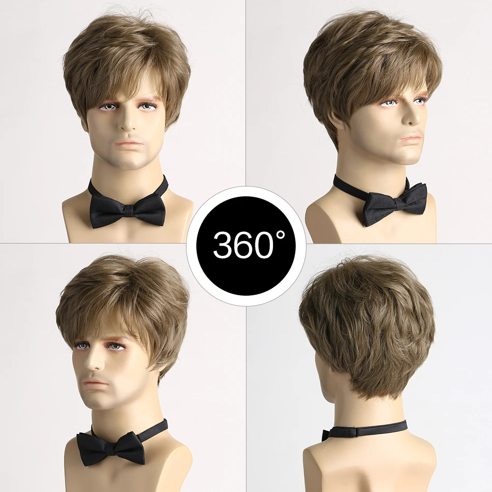 Короткие коричневые волнистые парики из синтетических волос в ассортименте