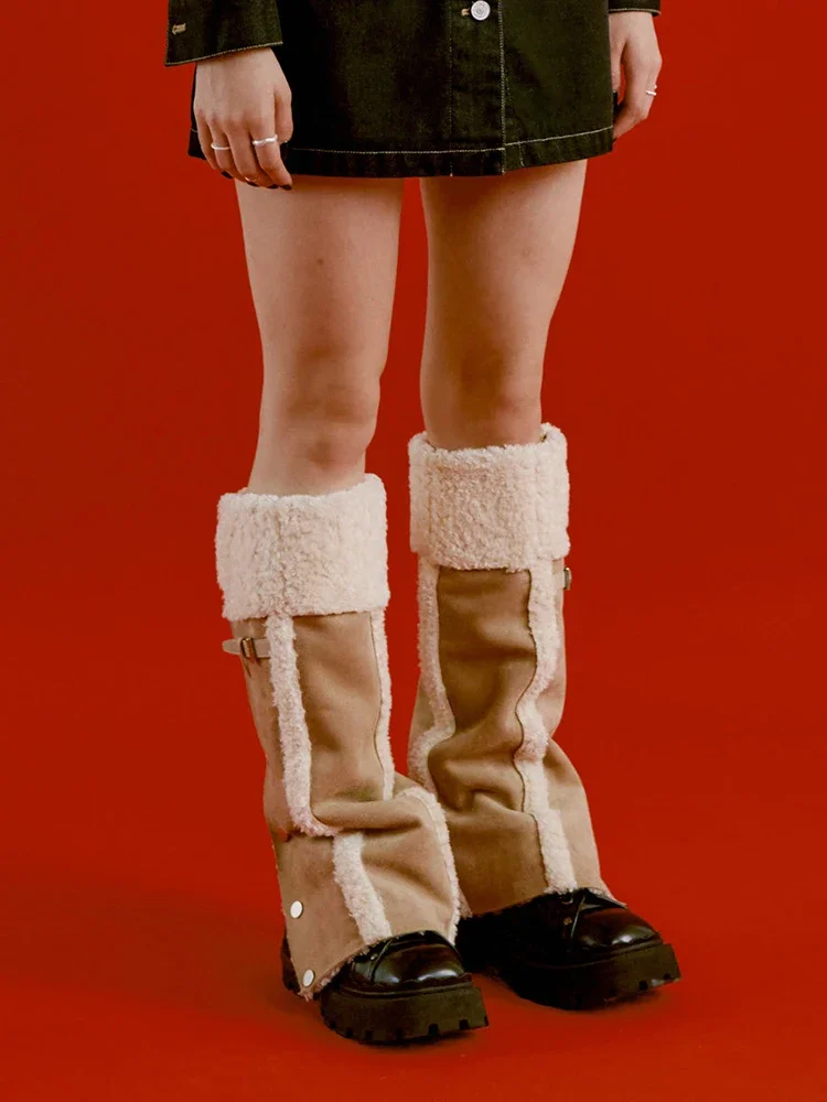 Зимние флисовые гетры REDDACHiC из овечьей шерсти женские плюшевые толстые теплые