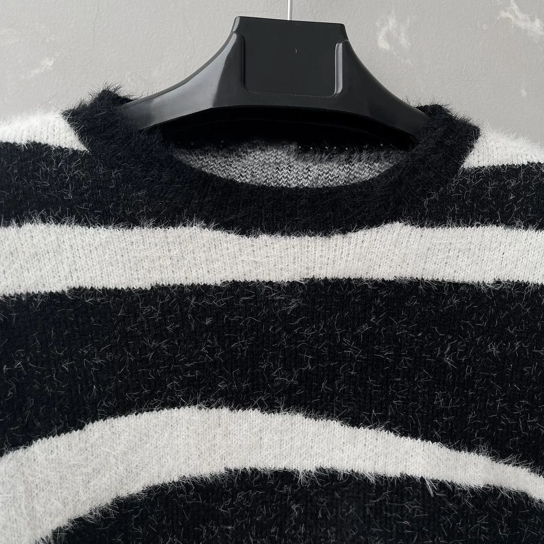 Y2k traf пуловер свитер с длинным рукавом ретро уличный принт полосатый аниме одежда