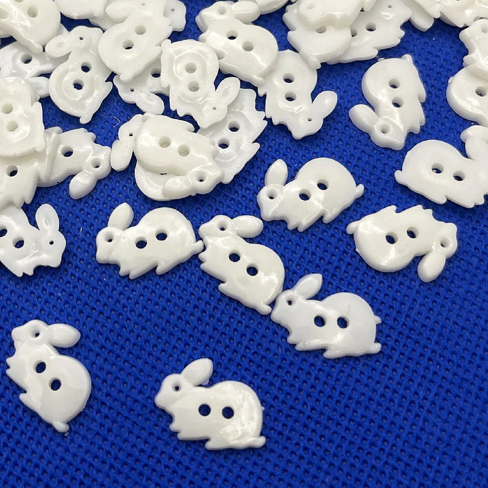 50pcs white color plastic rabbit shape buttons for craft sewing children clothing