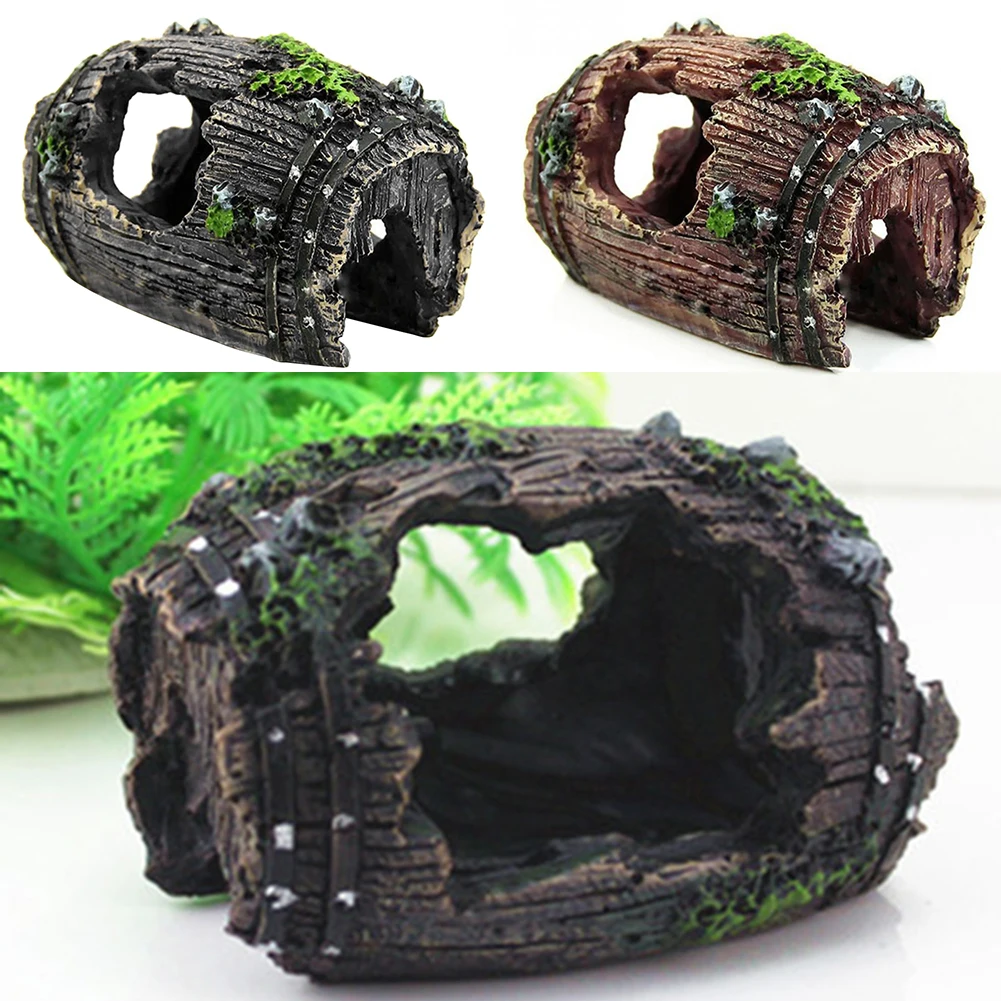 

Aquarium Fish Tank Artificial Barrel Resin Ornament Cave Landscaping Decoration Wood Natural Trunk Driftwood Tree Pet Supplies