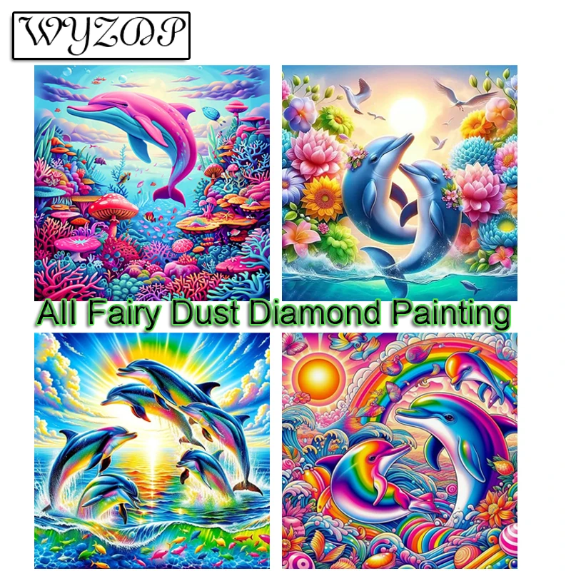 Набор для алмазной живописи Волшебная пыль в виде дельфина 100%