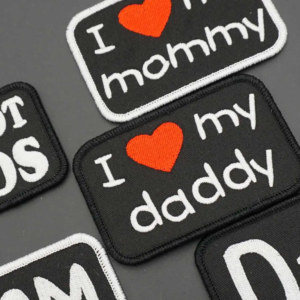 I Love My Mommy именная бирка вышивка нашивки с крючком подложка для одежды значок |