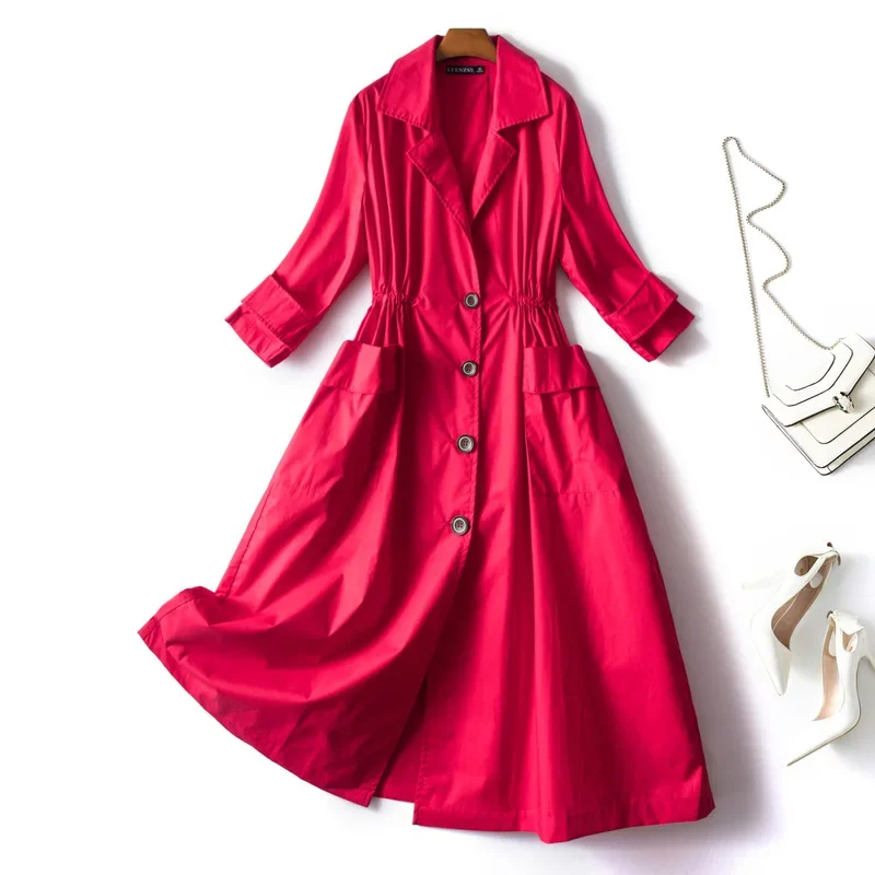 Распродажа женский плащ премиум-класса однобортный с длинными лацканами одежда