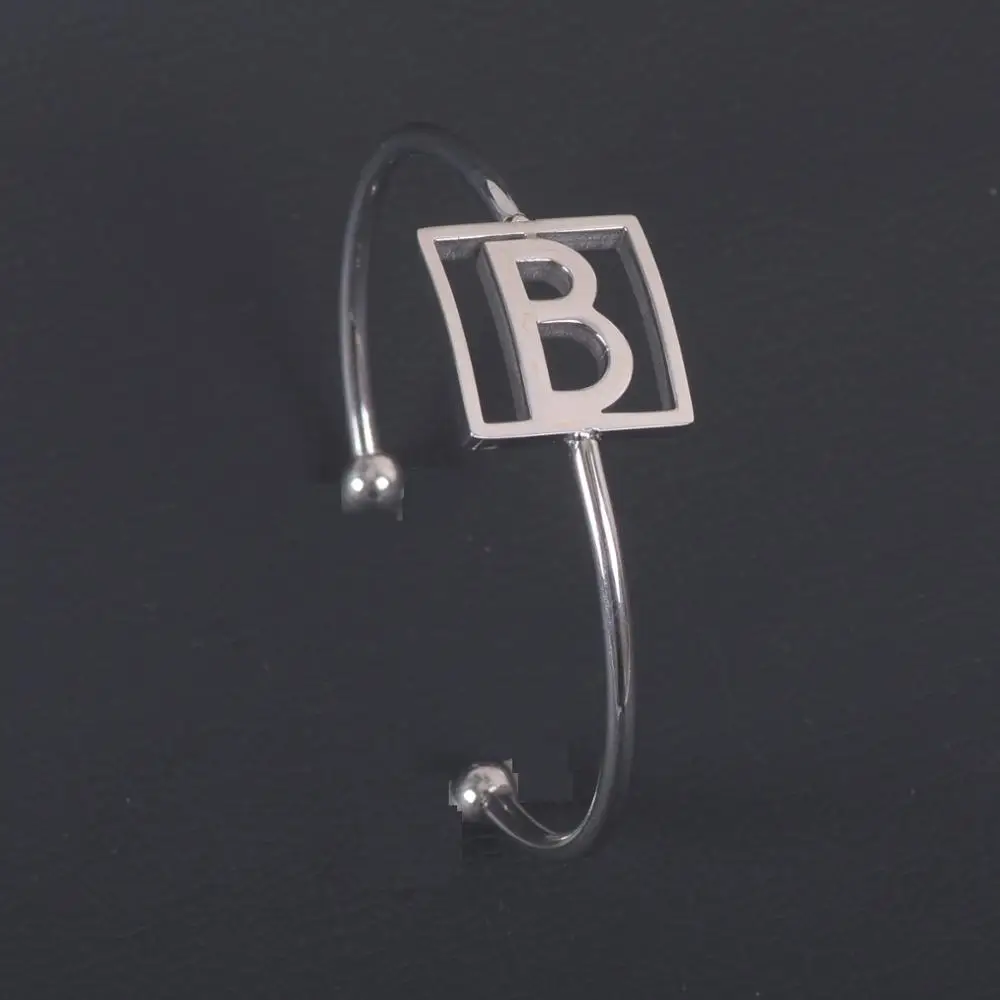

New Aarrive B Letter Bracelet Stainless Steel Silver Color Name Bangle