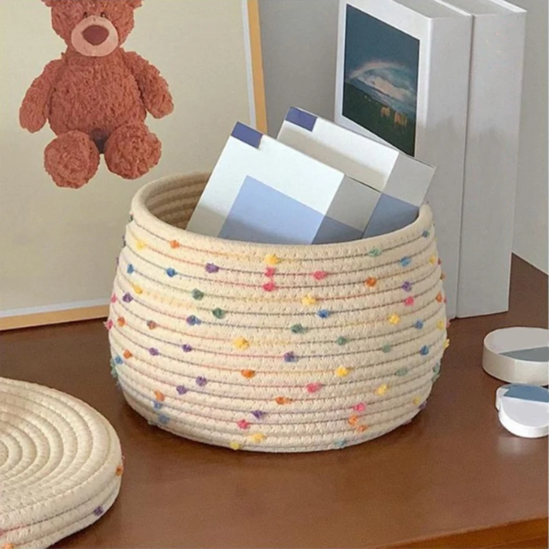 

Small Rope Basket With Lid Small Round Woven Storage Basket With Lid For Organizing