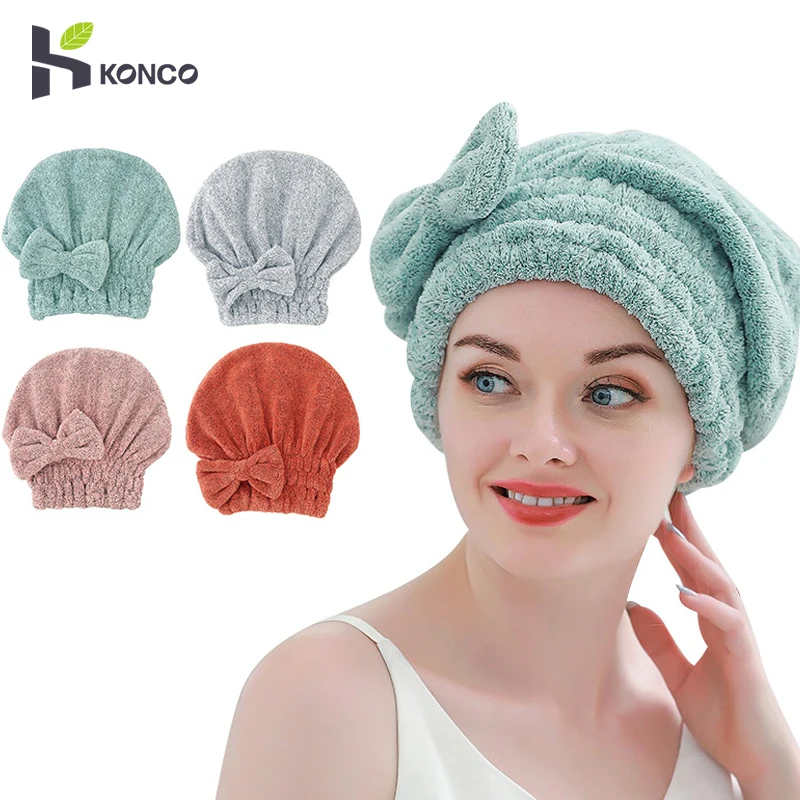 S Super Absorbent Turban Hair Towel Cap Quick Dry Head Wrap 