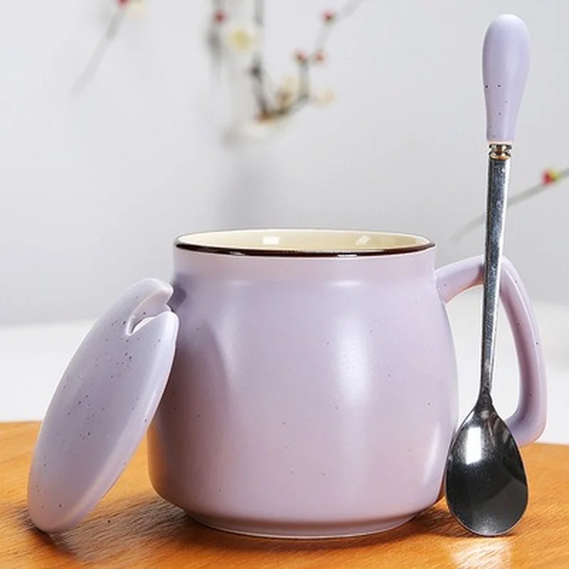 

Керамическая мультяшная термостойкая кружка с крышкой, ложкой, креативная кружка для молока и кофе