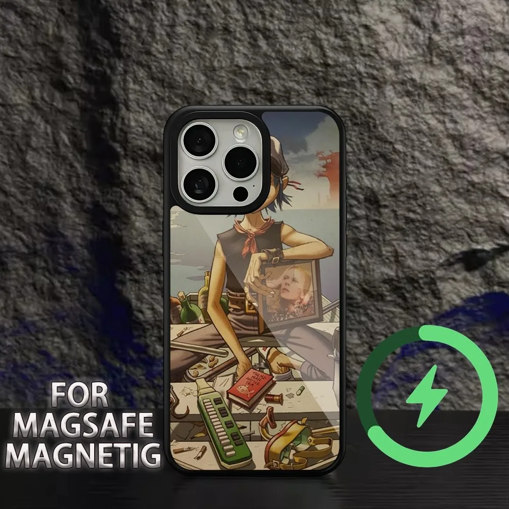 Чехол Для iPhone Gorillaz Boat Illust Music Магнитный Беспроводной Зарядный Magsafe
