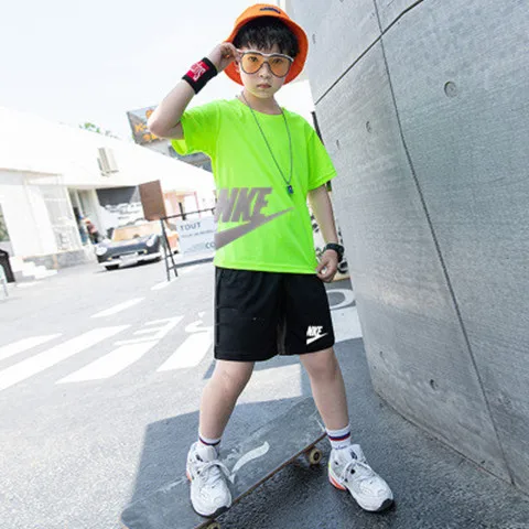 Boys Summer Quick-Drying Sports Suit Big Child Short-Sleeved Shorts Casual Running Basketball Clothes T-Shirt Mesh images - 6