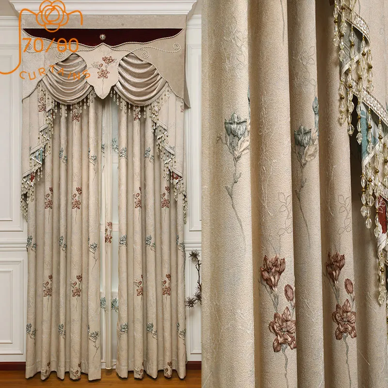 

New High-end High-precision Jacquard Embossed Blackout Curtains for Living Room Bedroom Finished Product Customization