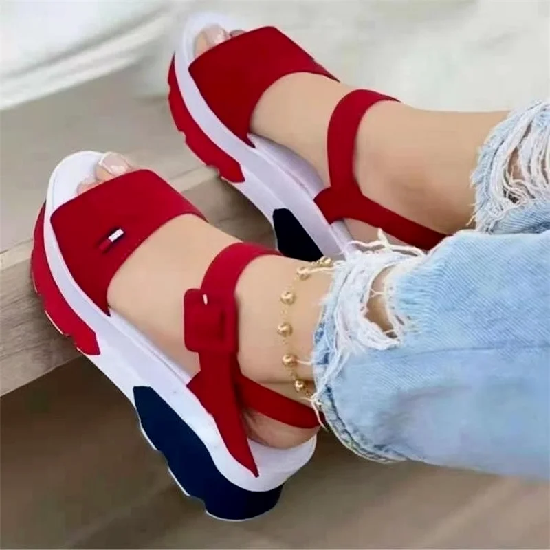 

Size 35-42 Chunky Women Sandals Sport Style Ankle Buckle Summer Outdoor Ladies Casual Platform Shoes Wedges Peep Toe High Heels