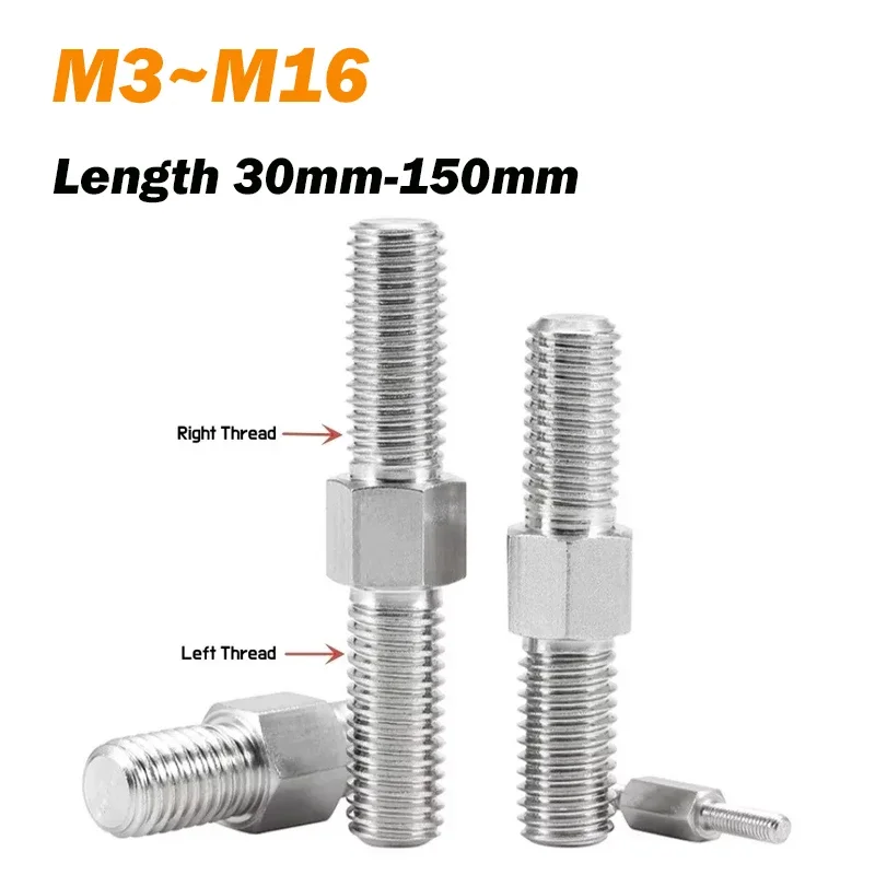 

Двойные шпильки M3 M4 M5 M6 M8~M16 Длина 30–150 мм A2 304 Нержавеющая сталь Левая и правая резьба Двусторонний винт Шпильковый болт