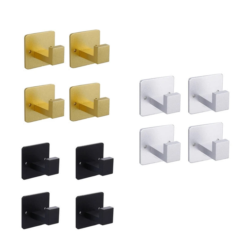 

4Pcs Towel Hooks,Coat Hook,Bath Coat Robe Clothes Square Hook Hanger Wall Hook Holder For Bathroom,Hotel,Kitchen