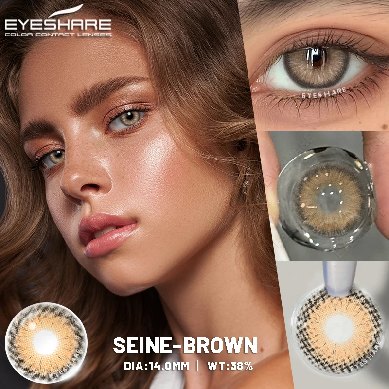 Фото EYESHARE 1 пара цветных контактных линз для глаз: натуральные черные, серые, синие. Косметические линзы для макияжа. №5