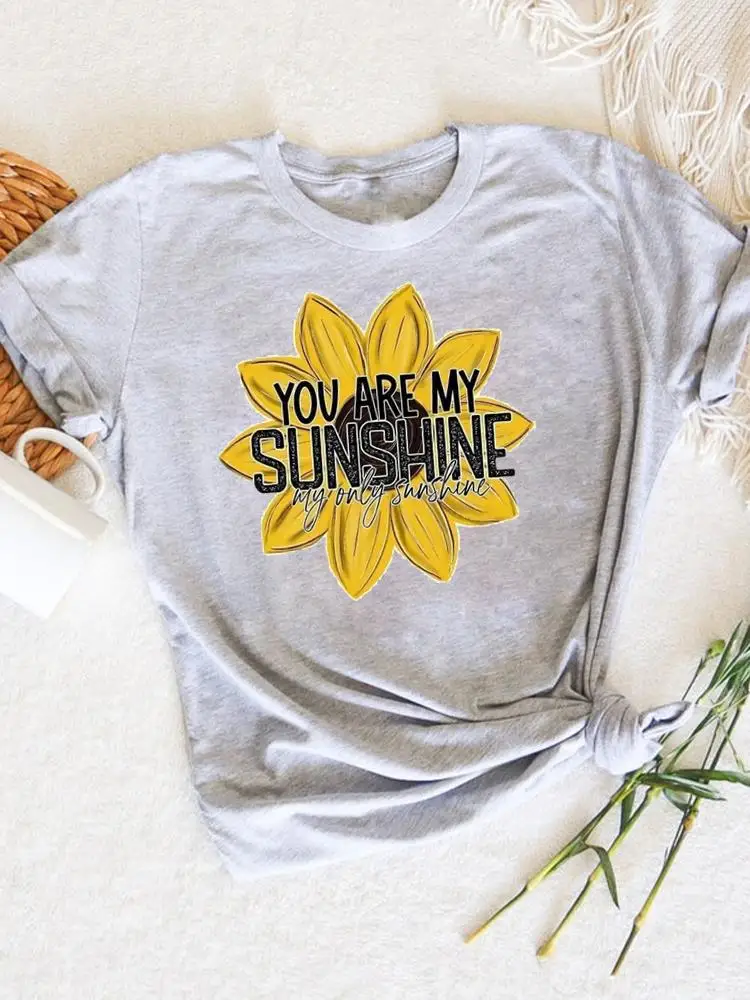 

Sunflower Letter 90s Love Trend Summer Short Sleeve Printed Clothes Women Clothing Female Fashion Casual Tee T Graphic T-shirts