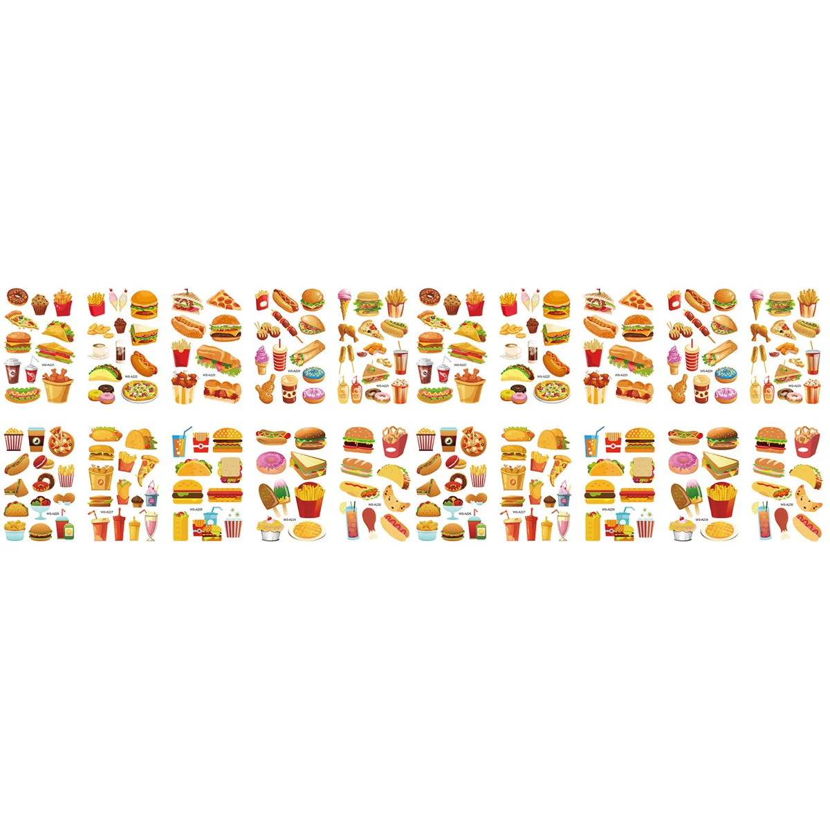 

20 Pcs European American Child Kid Stickers Fast Food Party Favors Series Decals