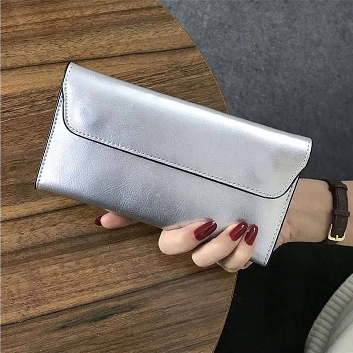 Brand Genuine Leather Women Wallet Long Thin Purse Cowhide Multiple Cards Holder Clutch Bag Fashion Standard Wallet