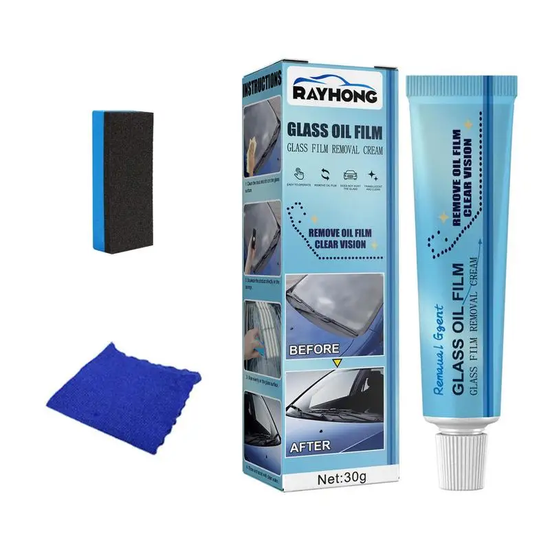 

Car Glass Oil Film Remover Automotive Glass Stripper Water Spot Cleaning Car Glass Oil Film Cleaner Oil Film Removing Eliminates