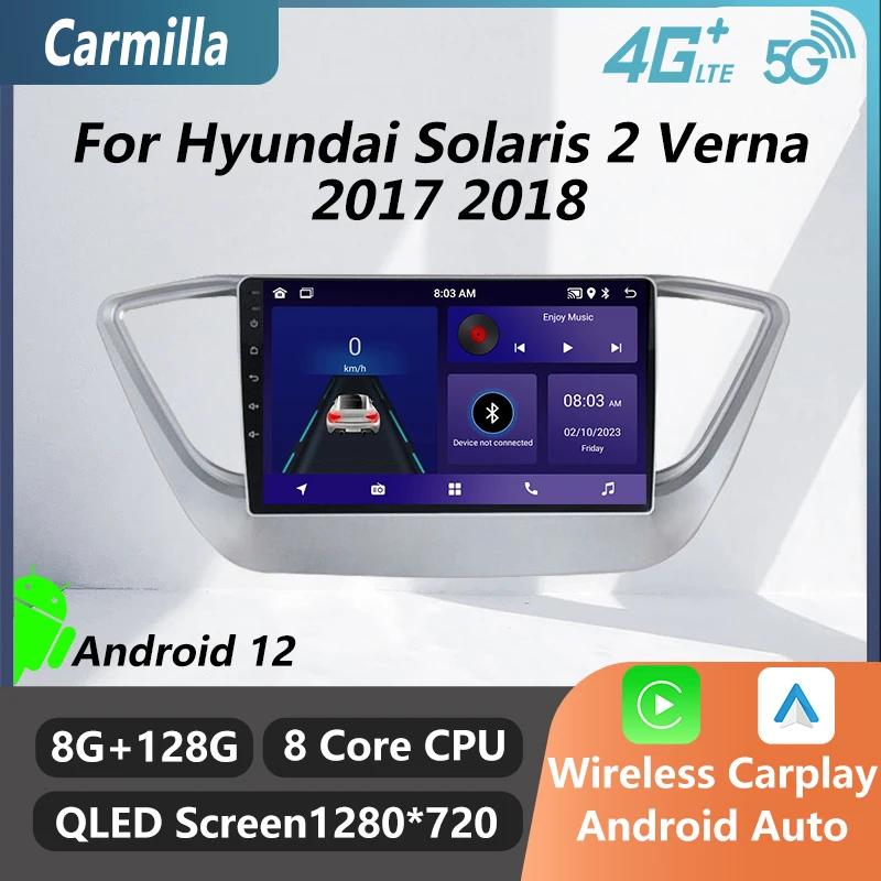 

2 Din Autoradio for Hyundai Solaris 2 Verna 2017 2018 Radio Stereo WiFi Carplay GPS Navigation Multimedia Video Player Head Unit