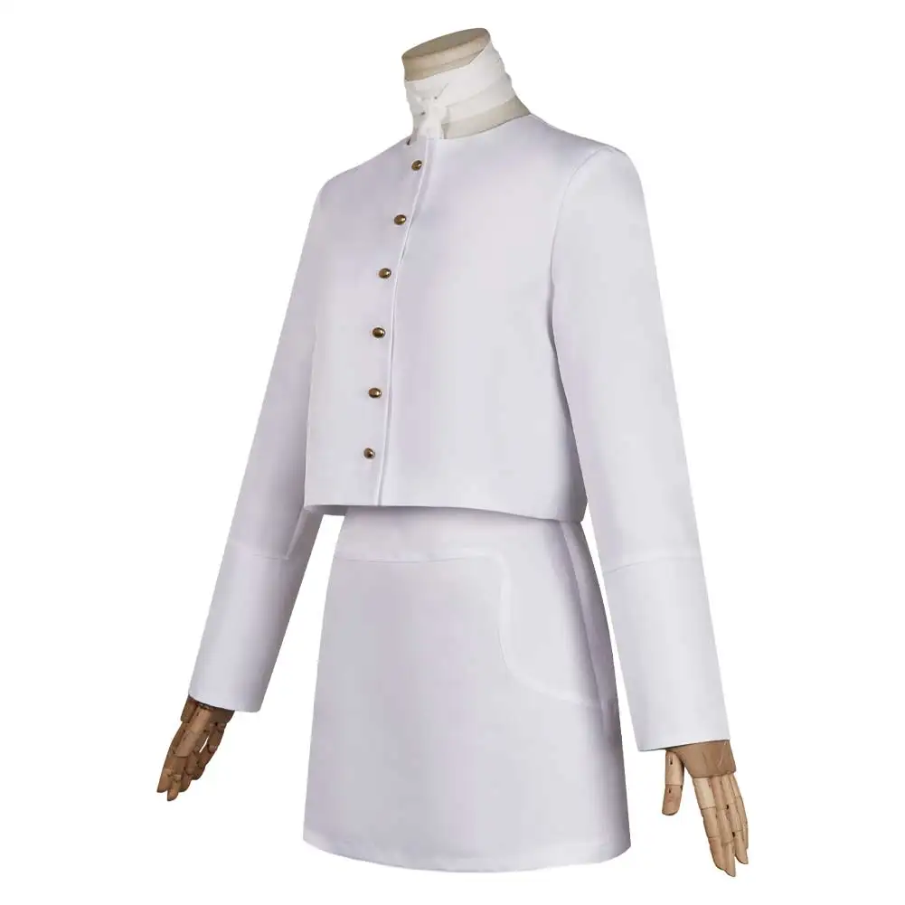 София Косплей Костюм Соколада Униформа злодея Белые костюмы Пальто Юбка Серьги
