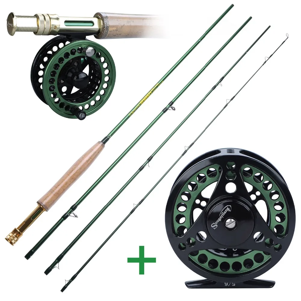 

2023 Sougayialng 4 Section Fly Fishing Rod Set #5/6 Carbon Fiber Ultralight Weight Fly Fishing Rod and Fly Reel Combo Tackles