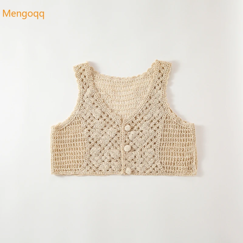 

Летняя одежда для родителей и детей, модный однотонный топ для мам и маленьких девочек, жилет, вязаная тонкая крутая одежда, Подростковая яр...