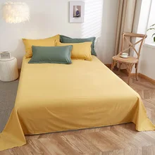 100% Cotton Quilt Cover Sheet Close-fitting Bed Sheet Mattress Protection Cover Soft and Comfortable Solid Color Four-piece Set