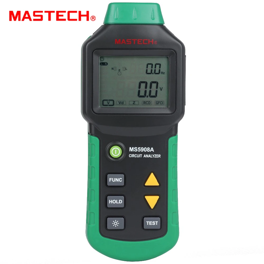 

MASTECH MS5908A/MS5908C LCD Circuit Analyzer RCD Tester Voltage GFCI Meter Socket Tester Voltmeter AC100-240V