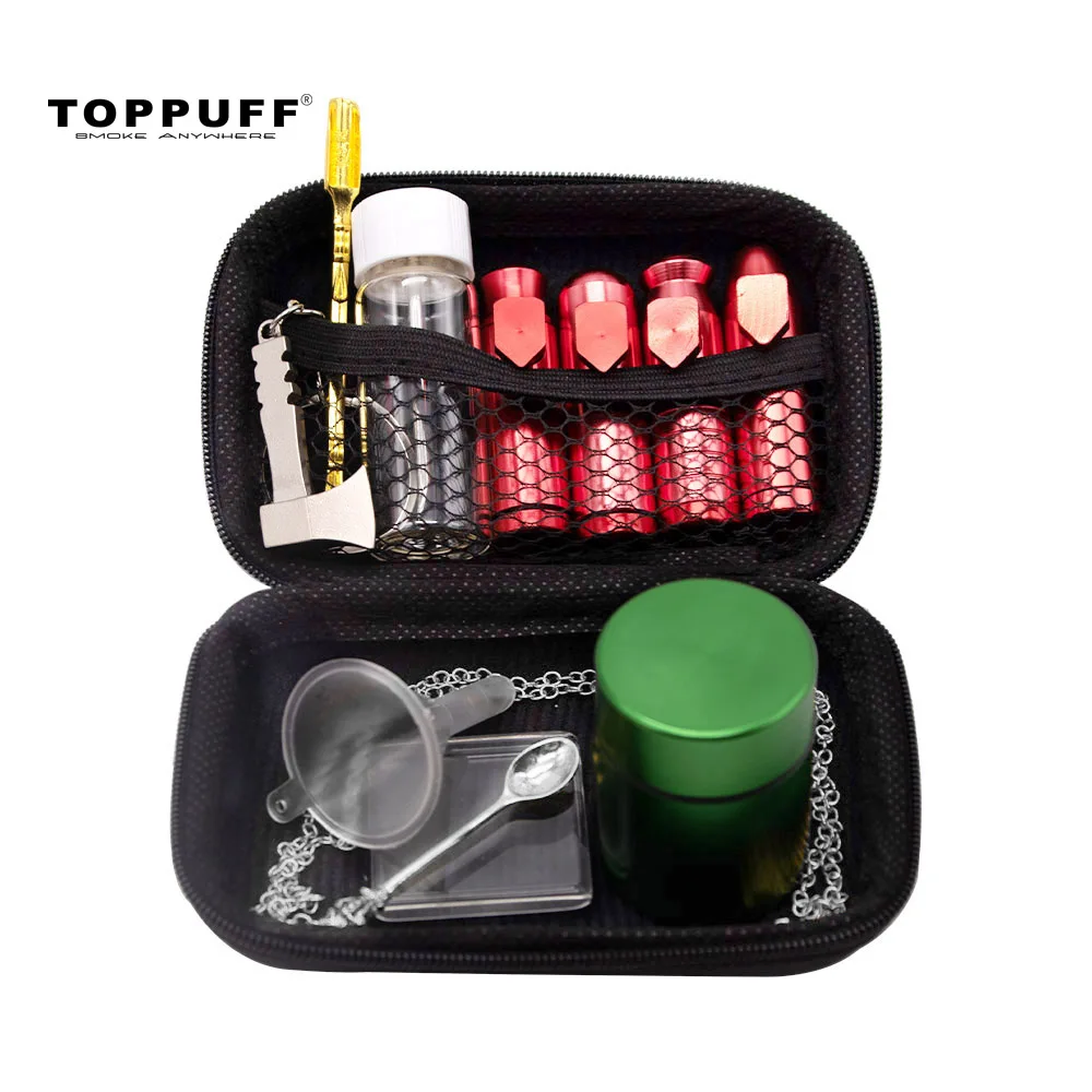 

TOPPUFF Aluminum Kit Metal Dispenser Spoon + Storage Container Stash Jar + Plastic Funnel Set Bag