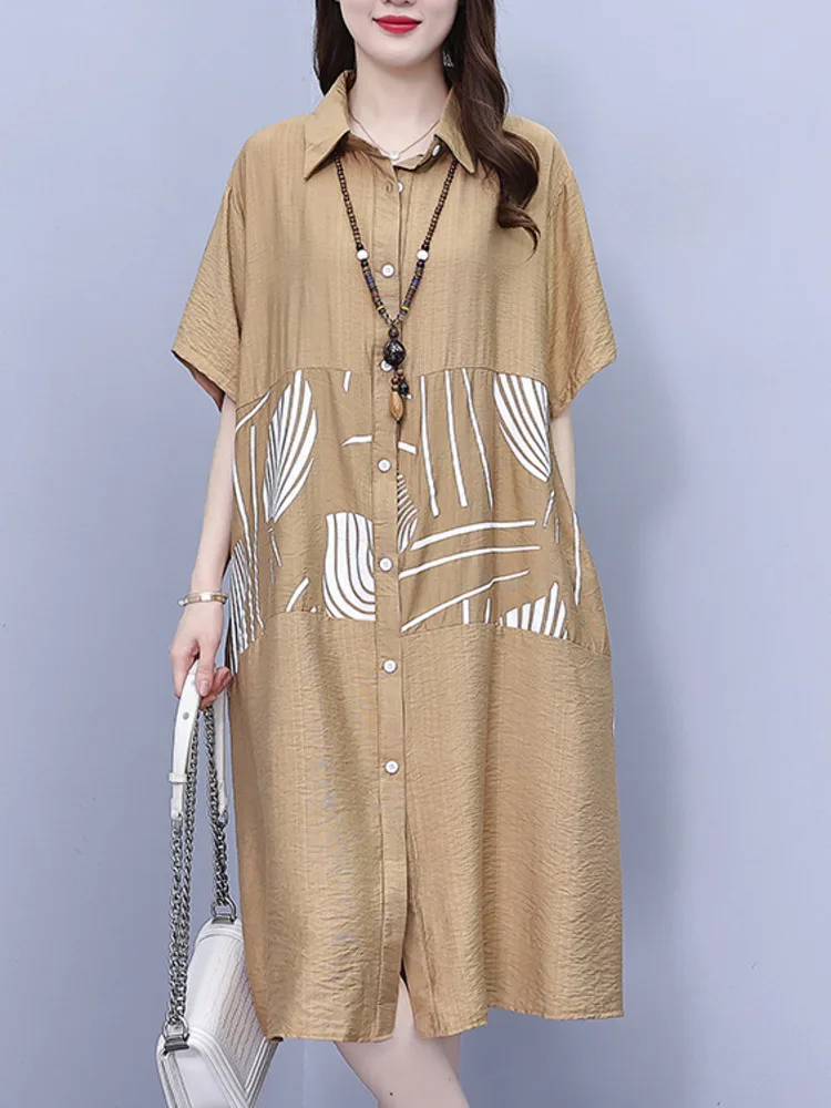 #7904 длинное платье-рубашка цвета хаки Оранжевое Женское свободное платье миди с