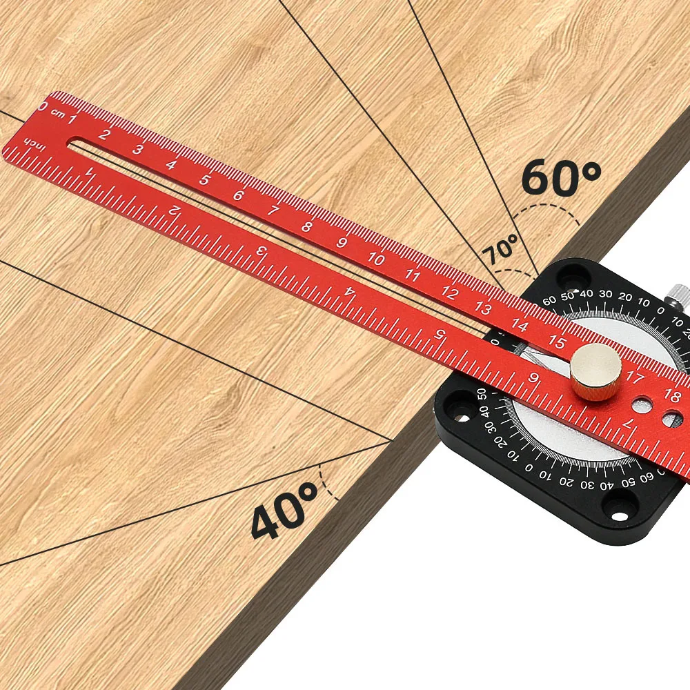 

Aluminum Scriber Compass Angle Scoring Ruler 360 Adjustable T-type Ruler Line Marking Gauge Woodworking DIY Measuring Tools