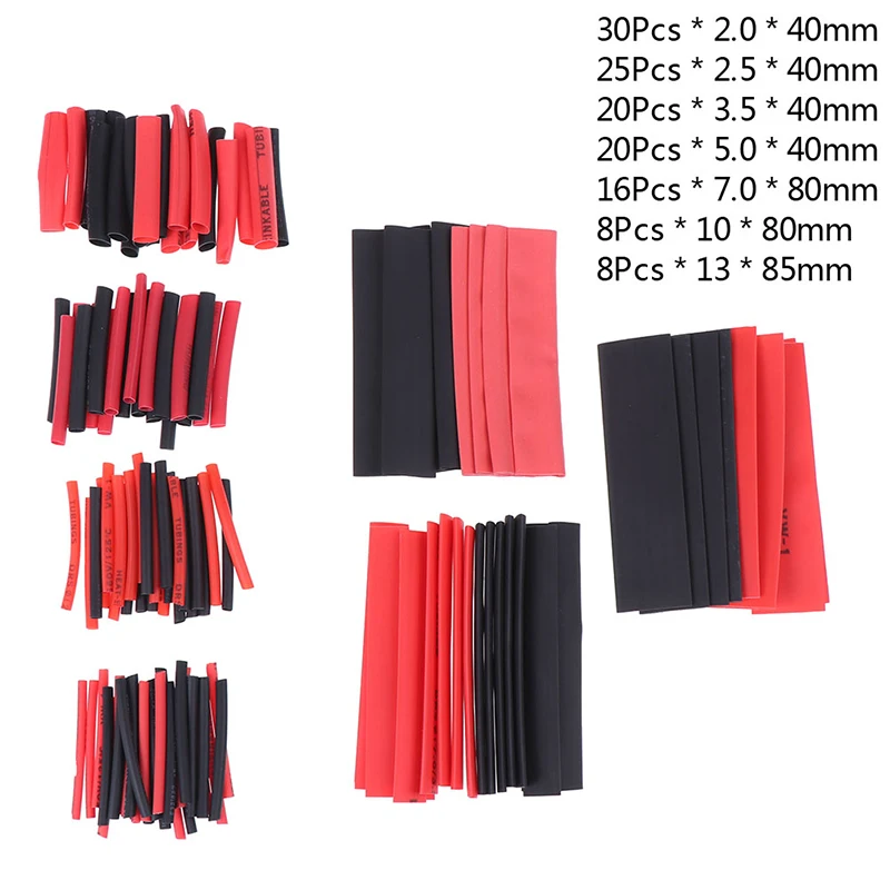 

127Pcs Black Environmental Protection Flame Retardant Heat Shrinkable Tube Set 2: 1 Bag Heat Shrinkable Tube Combination