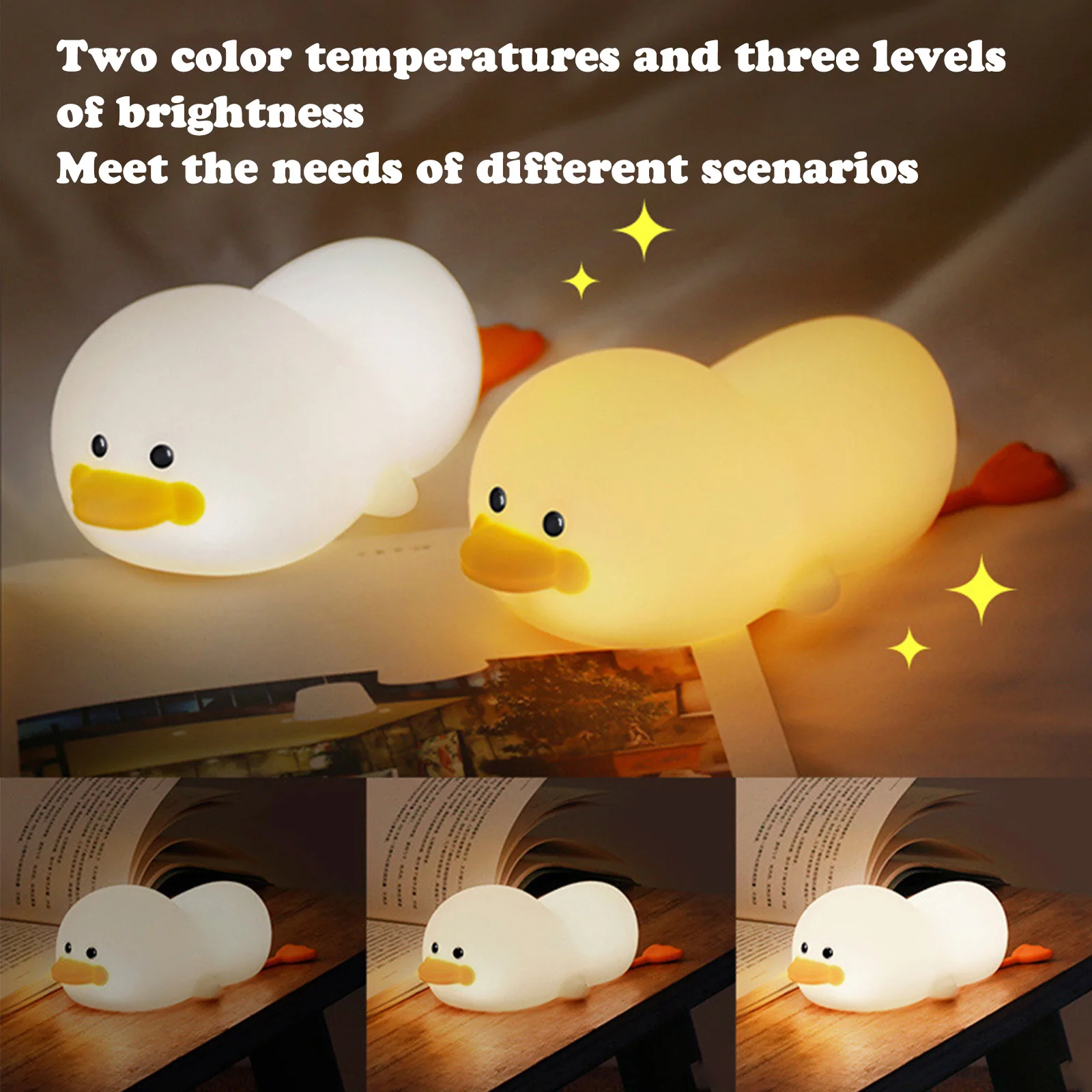 

Duck LED Night Light USB Rechargeable Sleep Pat Light Soft Silicone Timing Dimmable Night Lamp with Remote Control For Kids Baby