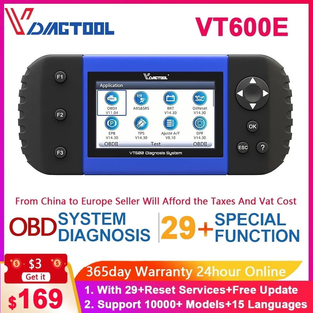

Диагностический сканер VDIAGTOOL VT600 OBD2 для автоматического считывателя кодов ABS SRS DPF Сброс масла все системы VT600e Профессиональный диагностичес...
