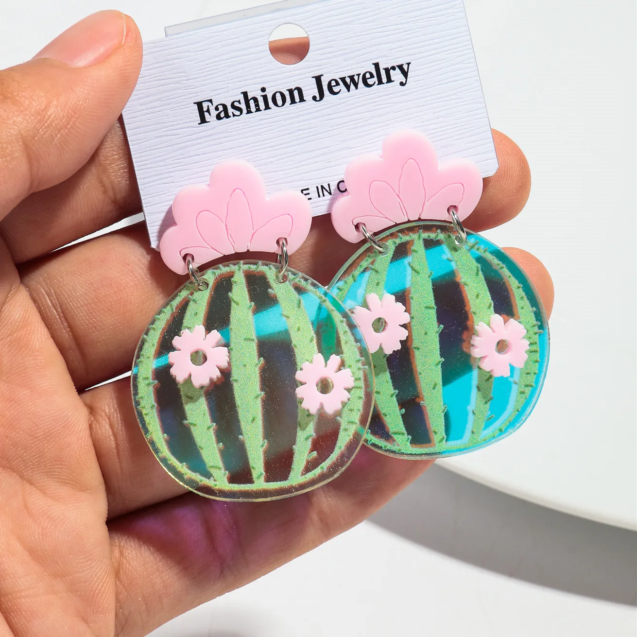 Женские акриловые серьги-капельки розовые серьги в форме цветка арбуза