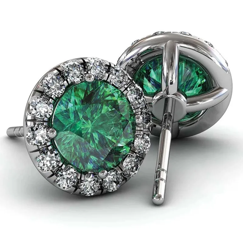 

New Gorgeous Green CZ Stud Earrings Women's Accessories for Wedding Engagement Party Elegant Lady's Earrings Trendy Jewelry