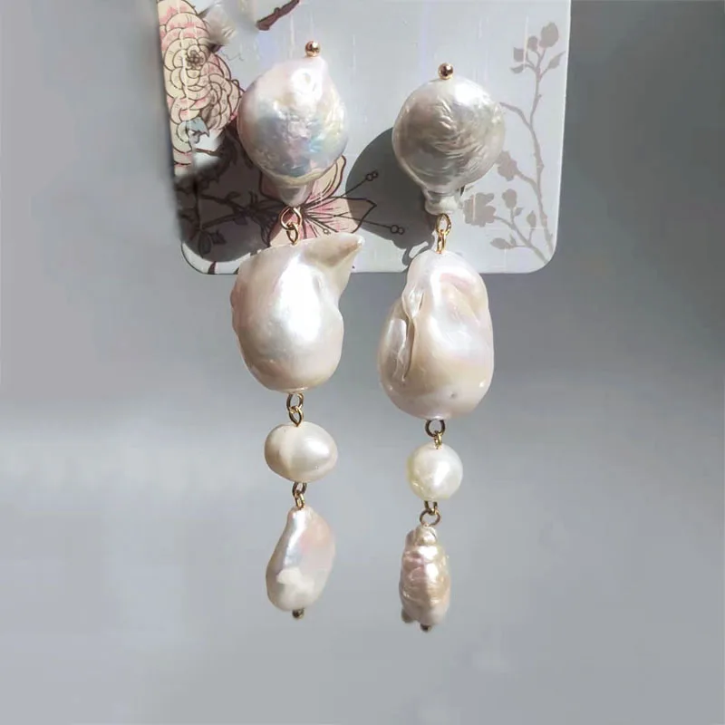 

Baroque Natural Pearl Earrings Handcrafted High Quality Pendants Jewelry Banquet Wedding Luxury Boucles Doreilles