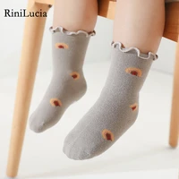 rinilucia 1pairs new girls kids socks floral ruffles soft cotton childrens socks summer breathable short tube socks