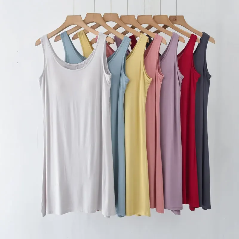

Summer Nightgown Women Clothes with Chest Padded Nightdress for Women's Summer Modal Pajamas Camisole Sleeveless Camisolas