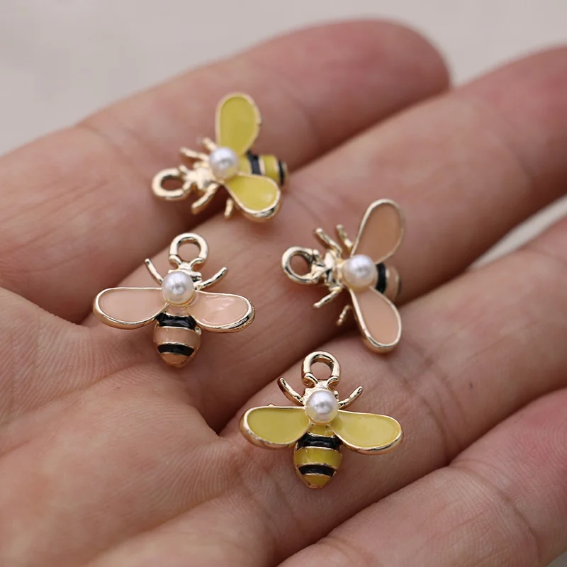 

5pcs Enamel 3D Bee Charms Pendant for Jewelry Making Earrings Bracelet Necklace Accessories DIY Craft 18x16mm