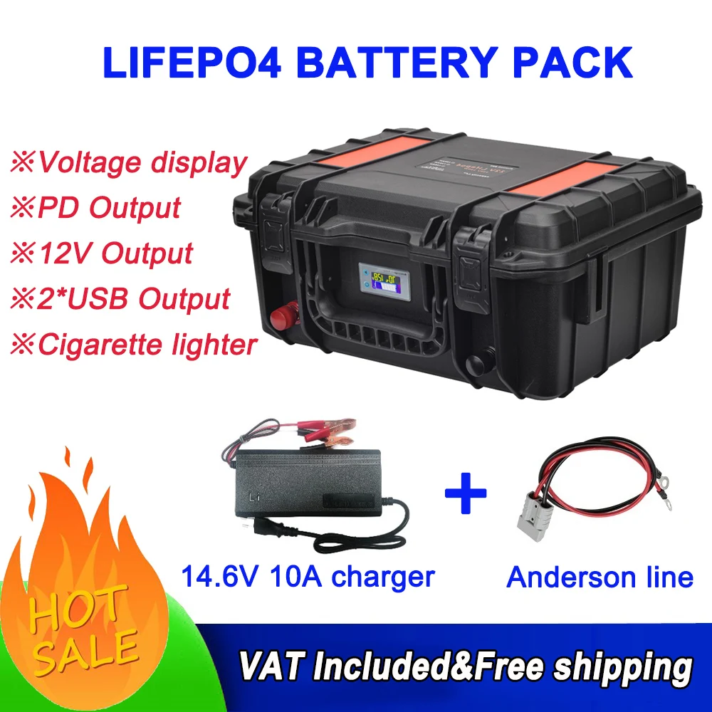 

12V 100AH LiFePO4 Battery Pack Rechargeable Lithium Ion Cell 120AH 150AH Portable Box LFP with Case for Outdoor Yacht Motorhome