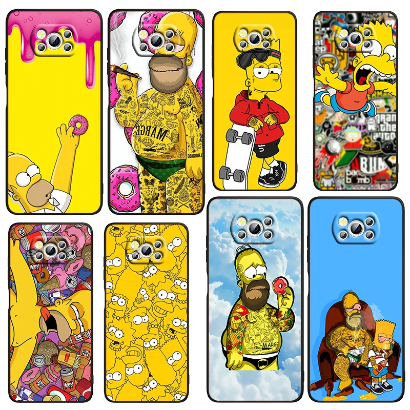 

Disney Anime The Simpsons Phone Case For Xiaomi Civi Mi Poco X4 X3 NFC F4 F3 GT M4 M3 M2 X2 F2 Pro C3 4G 5G Black TPU Fundas
