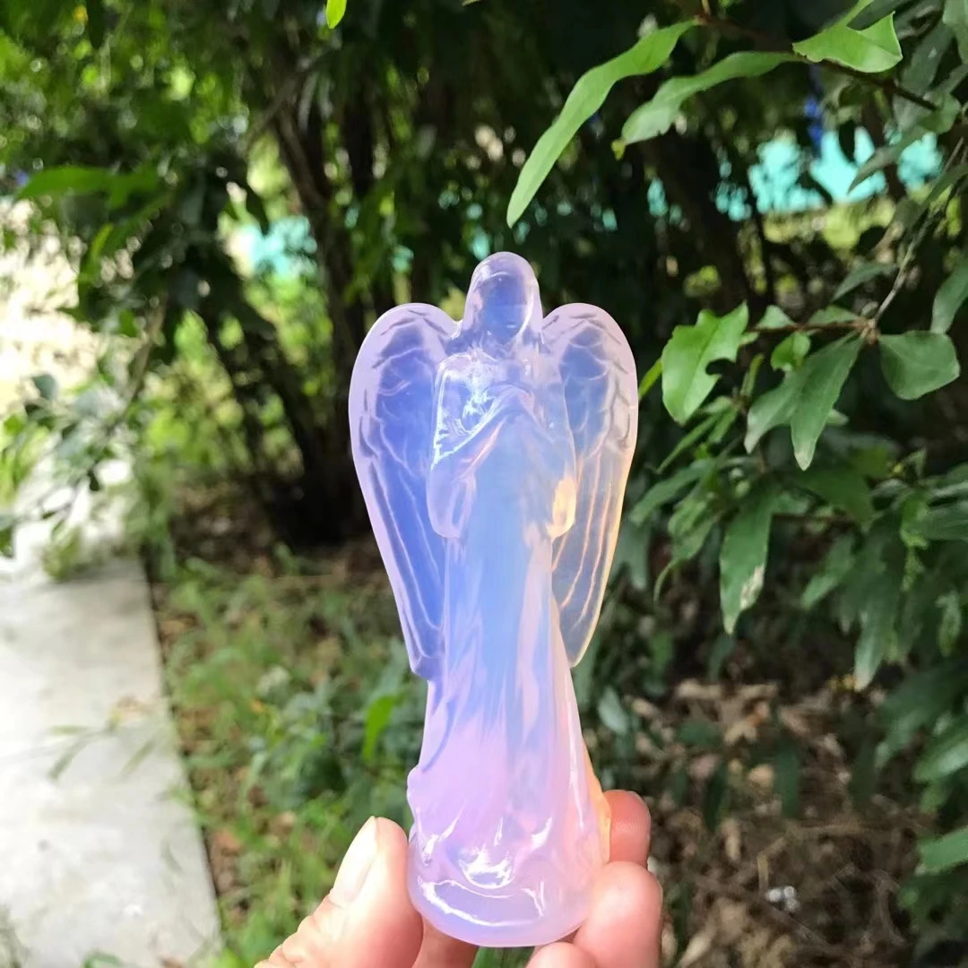 

Статуэтка ангела из натурального голубого и розового опала, 10 см