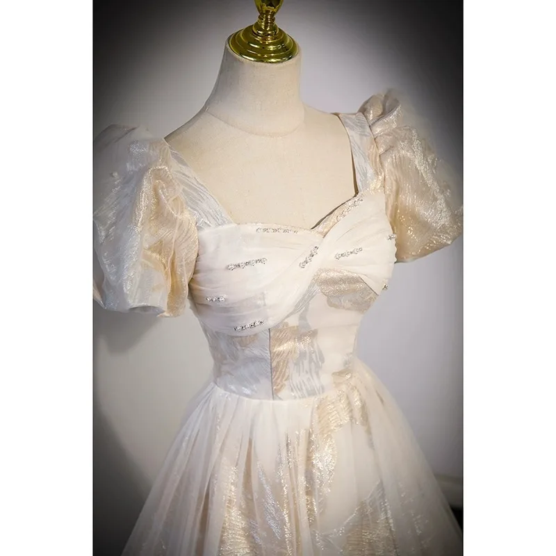 Женское вечернее платье с квадратным вырезом и коротким рукавом Элегантное