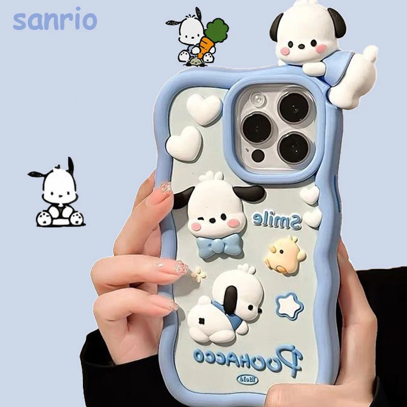

Kawaii Sanrio Pochacco Protective Shell for IPhone 11 12 13 14 ProMax Cartoon 3D Doll Silicone Fall Prevention Mobile Phone Case
