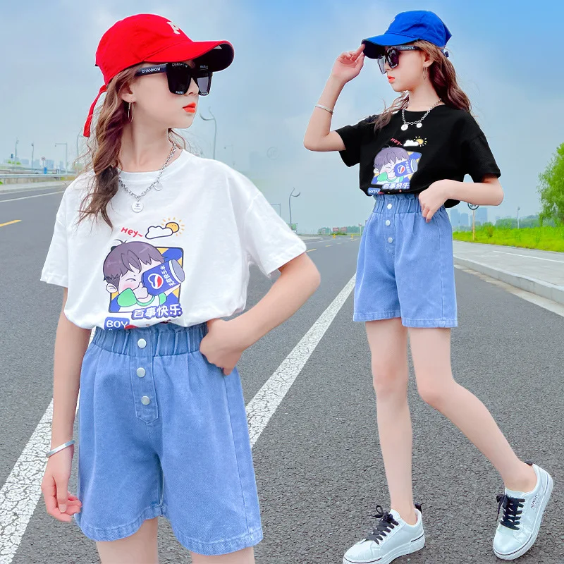 

Children Clothing Teen Girls Sportswear Suit Children's Clothes Casual Summer Letter Print Clothing Sets Kids Tracksuit 3-14Year